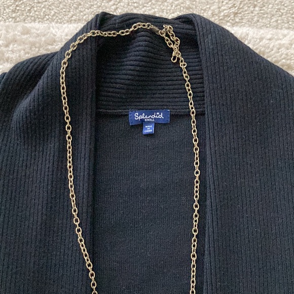 Splendid Black Shawl Collar Open Cardigan - Picture 3 of 9